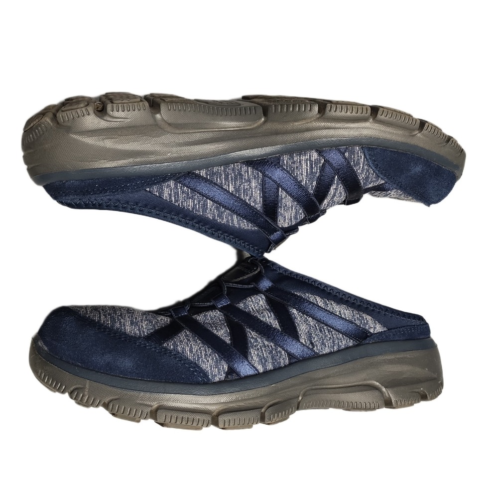 Skechers Relaxed Fit Easy Going Rolling Clogs Women US 9.5 Blue Gray Memory Foam